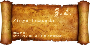 Zinger Leonarda névjegykártya